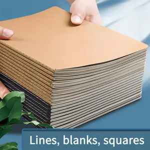 4 minimalist leather notebooks with lined, blank, grid themes, simple style, leather paper DIY journal decoration writing notebook