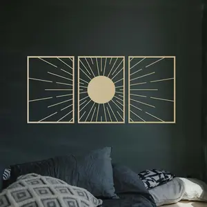 Sun Pattern Framed Wall Art, 3 Counts/set Metal Abstract Sun Decor, Wall Hanging Decor for Home Living Room Bedroom, Modern Home Decor, Home Decor Ideas, Art Wall Decoration, Ornaments