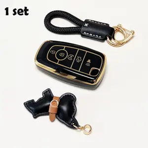 for Ford Car Key Protection Case with Keychain, Key Fob Cover, Car Interior Accessories, Soft Durable Tpu Material, 360 Degree Protection, Fits Expedition Mustang Fusion Raptor F250 F350 F450 F550 Edge Explorer