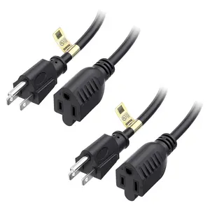 [UL Listed]  2-Pack 16 AWG Heavy Duty 13A Power Extension Cord - 10ft, 3 Prong Power Cord Extension, NEMA 5-15P to NEMA 5-15R, Black