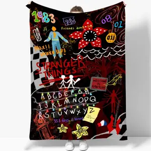 Sherry Weave | Stranger Things Doodle Art Flannel Blanket - Ultra Soft All Season Throw, Warm Cozy Bed Sofa Dorm Decor, Perfect Christmas & Birthday Gift for Fans