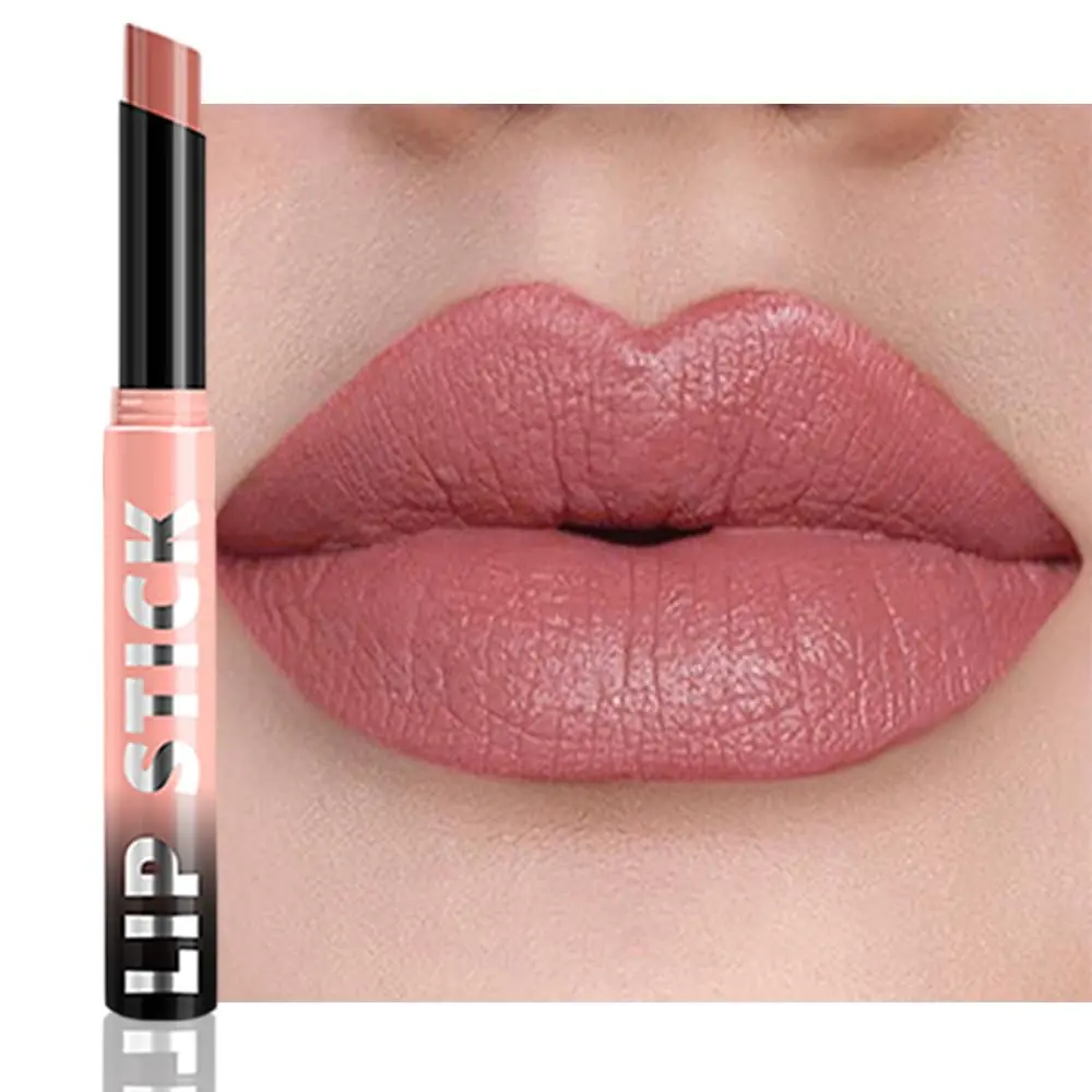 1Pc Matte Lipstick Crayon for Women, Pink Nude Lip Stick Pencil 24 Hour Long Lasting Waterproof, Non-Drying Hydrating Formula Lip Gloss Makeup, Vegan & Cruelty-Free, 01