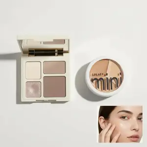 Highlighter Palette & Concealer Cream Bundle, 1pc 4-Color Matte Bronzer with 1pc 3-Color Long-Lasting Concealer, Lightweight, Oil Control, Suitable for All Skin Types, Highlighter Matte Glam, Highlighters Makeup