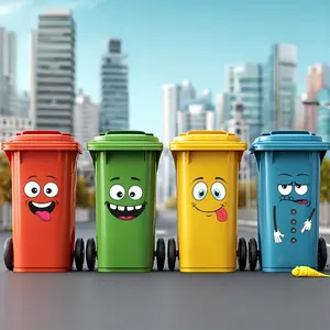 4 Pack Cartoon Face Stickers, Decorative Sticker, Wall Decal, Self-Adhesive Plastic Surface Decorations, One-Time Use Home Decoration for Trash Cans Walls Refrigerators