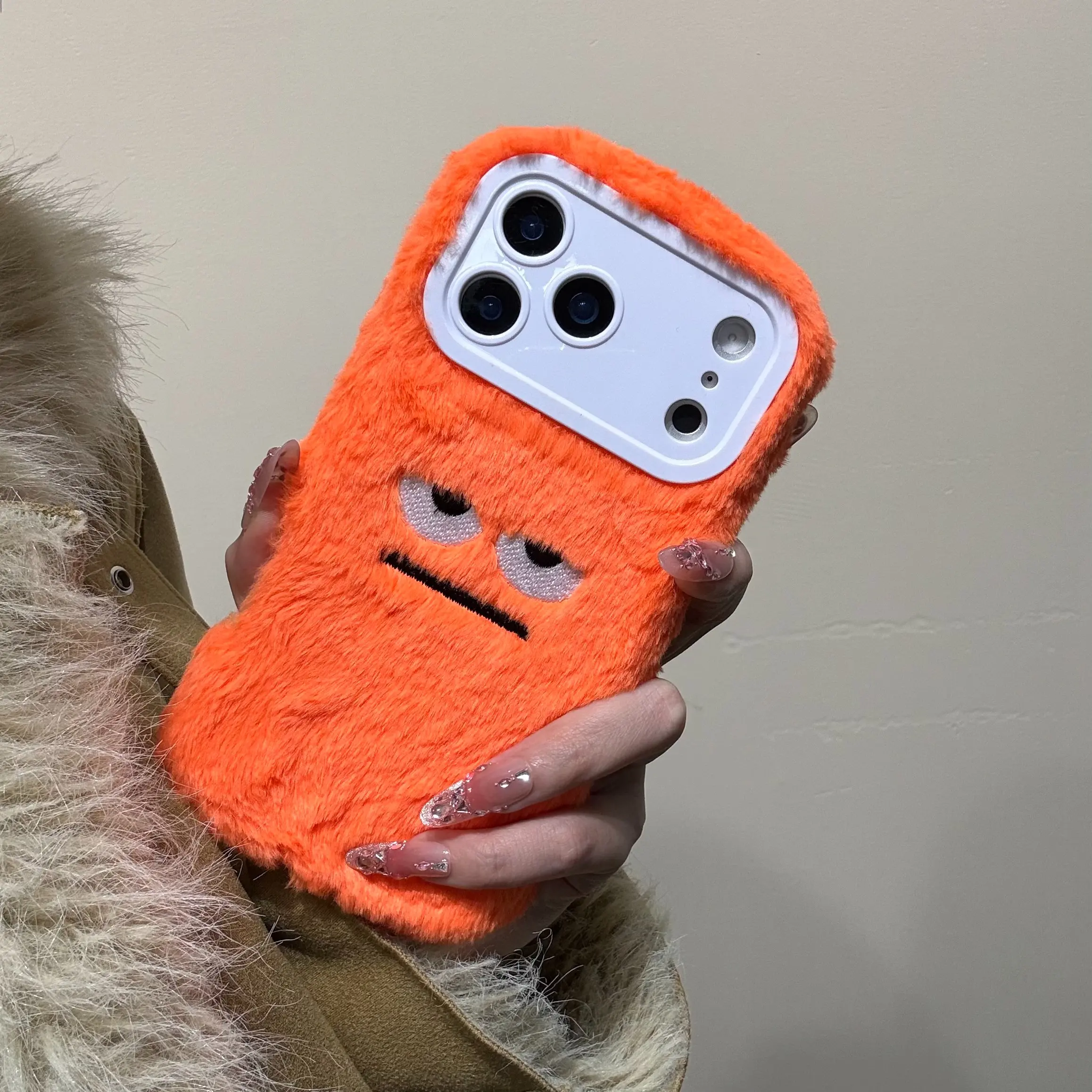 Ugly Cute Funny Face Fluffy Phone Case, Winter Warm Cover for iPhone  17/16/15/14/13/Pro/ProMax, Fun Expression Design - TikTok Shop