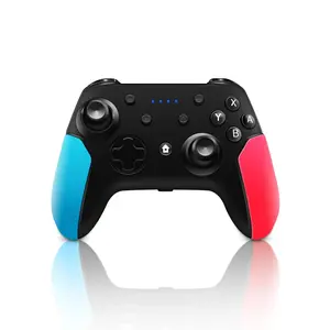 Pro Controller for   with Adjustable Turbo Function,Dual Vibration Function,Gyro 6-Axis and High  Life. Remote Gamepad Joystick for  Console, Red&Blue