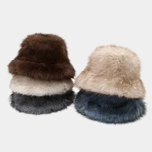 2026 Hot Selling New Korean Style Two-Tone Long-Haired Fisherman's Hat, Stylish and Fluffy, Suitable for Outdoor Use in Autumn and Winter, Warm Fishing Hat.