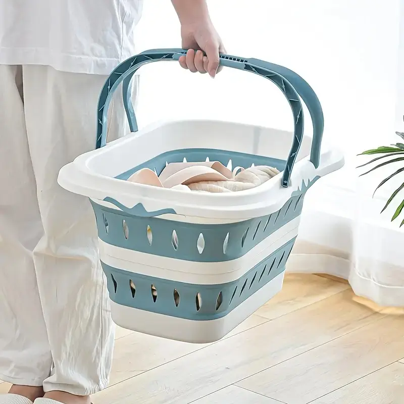Foldable Laundry Basket with Handle, Durable Plastic Storage Bin, Collapsible Storage Baskets, Space-Saving Rectangular Design for Bedroom Bathroom Home Organization, Collapsible Laundry Hamper, Clothes Hamper, Folding Laundry Basket