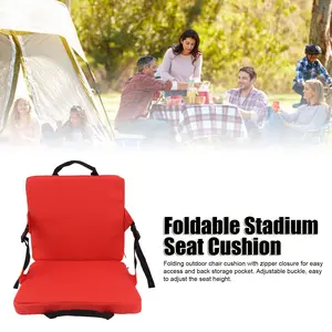 Thickened Outdoor Foldable Cushion Chair Square Chair Thick Cotton Cushion Stadium Chair Cushion with Backrest Beach Chair camping essentials