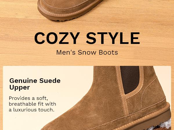 Bruno Marc Men's Suede Snow Boots - Classic Design, Comfortable Fit, Ideal for Cold Weather