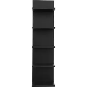 Wooden 5 Tier Wall Shelf,Vertical Column Floating Storage  Decor Organizer,Floating Shelf Wall Decor Shelves for Bedroom, Living Room,(Black)