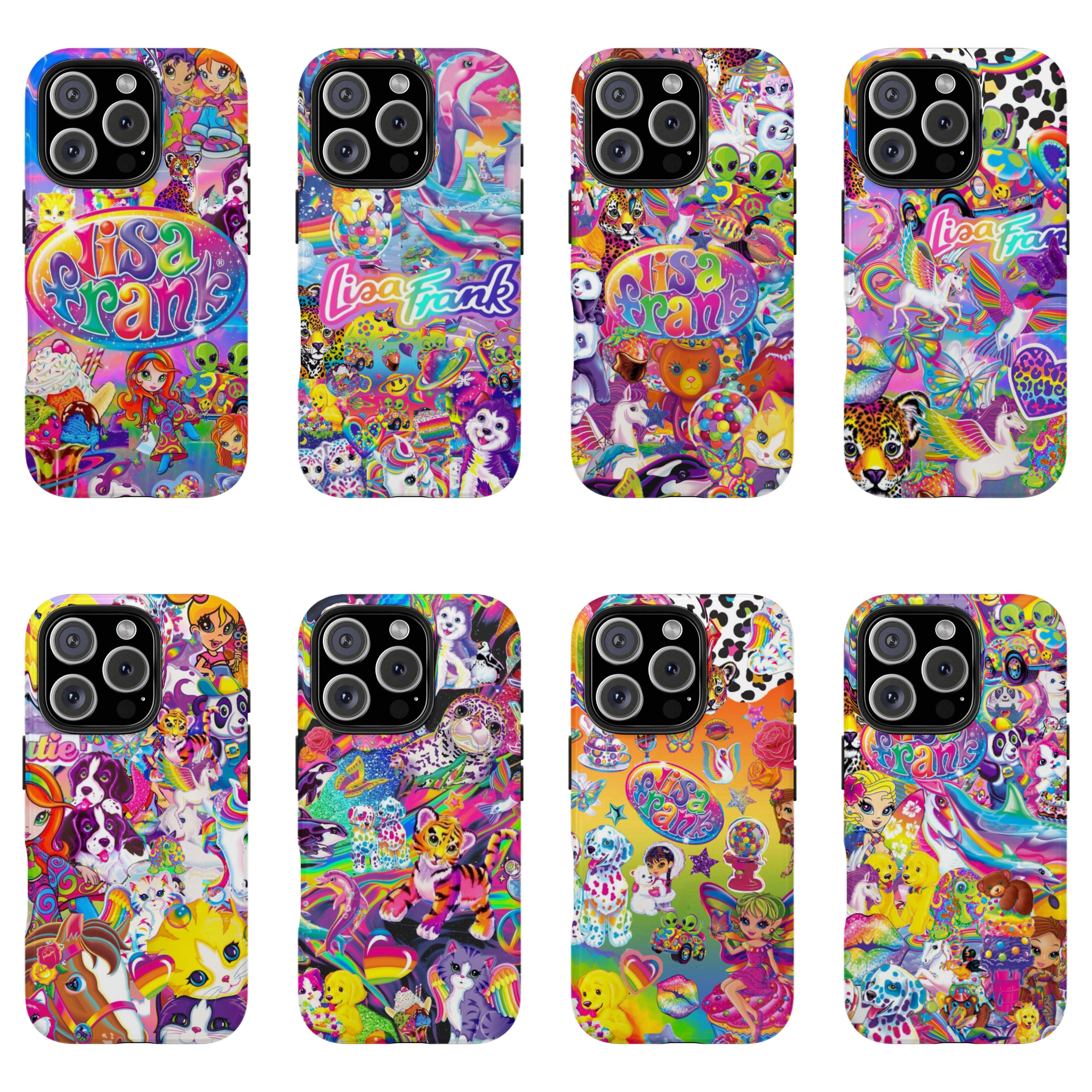 90s L1saFrank Psychedelic Rainbow Phone Case,Y2K 90s Nostalgic Neon Colorful Animal Collage Hard Protective Cover For iPhone 17 Pro Max 16 15 14 13 12 11 8 7 Plus for Samsung S26 Ultra S25 24 23 22 21 Case-Perfect Holiday Gift for her/him/fans, Tpu, Anima