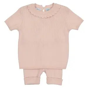 Baby & Toddler Girls Scalloped Trim Ribbed Short Sweater Set