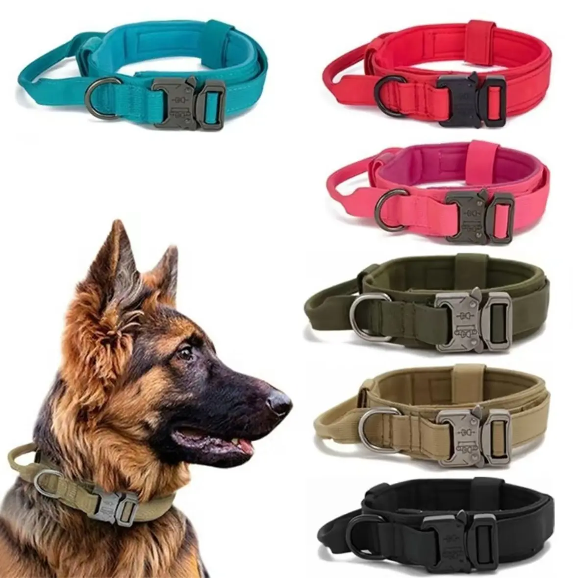 Tactical Dog Collar for Medium to Large Dogs, High Strength Nylon Training Collar, Durability, Suitable for German Shepherds and Labradors, German Shepherd Accessories, Multiple Colors Available