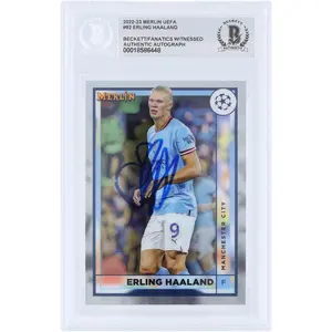 Erling Haaland Manchester City Autographed 2022-23 Topps Merlin UEFA #92 Beckett Fanatics Witnessed Authenticated Card - Fanatics Authentic Certified