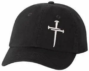Christian Cross Youth Baseball Cap VC300Y Adjustable Youth Hat with Christian Cross Design Black 100% Cotton Bio-washed Chino Twill