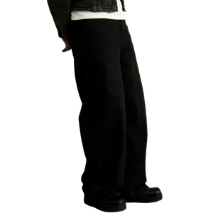 Men's retro washed loose straight jeans, casual four-season street style, zipper placket, solid color pattern, daily wear denim trousers SpringStatements Streetwear Pants