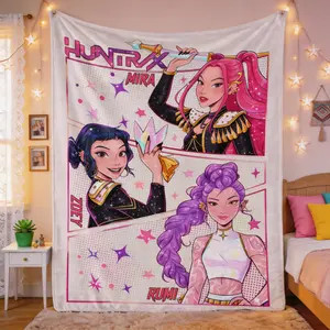 K-Pop Hunter X Hunter Theme Flannel Blanket, Custom Image Blanket, Soft Blankets, Lightweight Home Decor,Suitable as a gift sizes 60*80,30*40 ,40*50 50*60
