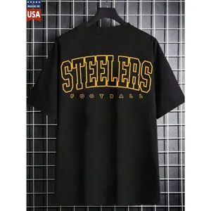 180g[100%cotton]Steelers Football 100 Percent Cotton T Shirt For Men Women Black Short Sleeve Graphic Tee Top Made In USA-New Autumn/Winter Collection: Unisex Relaxed Fit Long-Sleeve Crew Neck SweatshirtCasual Short-Sleeve T-Shirts For Men And Women