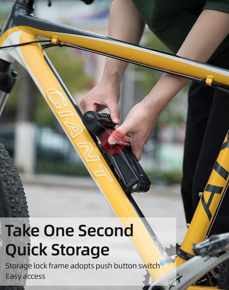 ROCKBROS Folding Bike Lock Combination Bike Lock with Mount Electric Bike Lock Heavy Duty Anti Theft Bicycle Locks with Mounting Bracket 4-Digit Foldable Bike Lock