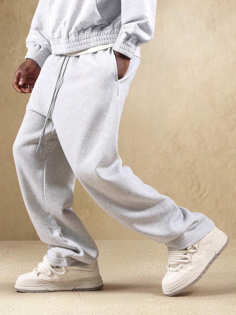 Men's Grey Sweatpants Casual Embroidered Joggers for Daily Wear Gym Street Style basic outfits outdoor outfits streetwear outfits baggy pants