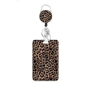 Fashionable ID Badge Holder Set, Leopard Print Rotating Clip, Nurse Badge Reel, Nurse Name Card Holder, Medical Assistant Work Badges, Office Gift