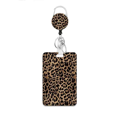 Leopard Print ID Badge Holder Set, Medical Badge Holder, Rotating Clip Nurse Badge Reel, Nurse Name Card Holder, ID Holders, Badge Accessories, Office and Nursing Gift