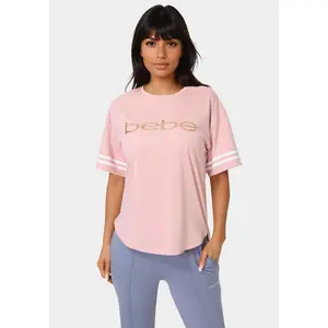 Curved Hem Active Top With Glitter Logo