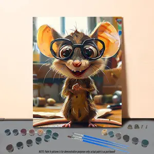 Mouse Character DIY Painting By Numbers Kit, 1 Set DIY Paint By Numbers Kit without Frame, Wall Art Decoration for Home Living Room Bedroom