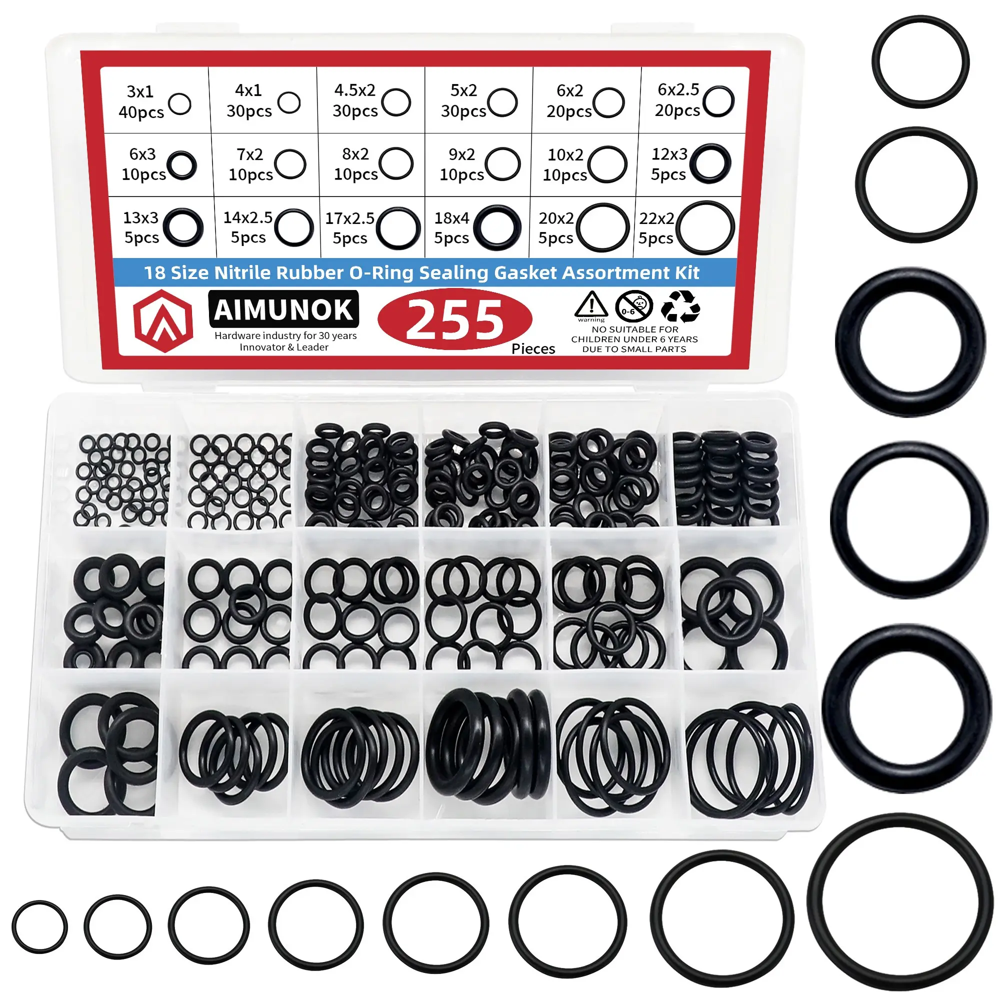 Aimunok O-Ring Seal Kit, High-Quality Sealing Solution, Durable Rubber Gaskets, Ideal for Industrial Applications, Reliable Leak Prevention