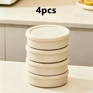 4pcs Food Grade Burger Patty Storage Container, Reusable Round Meat Freezer Box, Stackable, Microwave & Dishwasher Safe, Space Saving Fridge Organizer