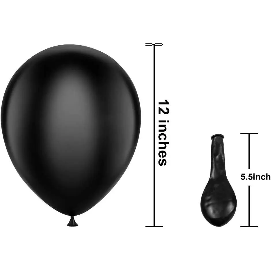 KBZVNAF Black Balloons Latex Party Balloons - 50 Pack 12 inch Helium Matte Black Balloons for Wedding Graduation Baby Shower Birthday Party Decorations