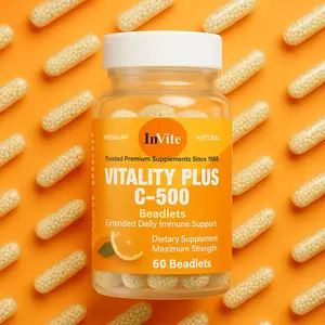 InVite Vitality Plus C-500 Beadlets 60 Capsules, Vitamin C Antioxidant Dietary Supplement for Enhanced Bioavailability and Immune Support