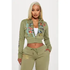 Ed Hardy Butterfly Zip Front Hoodie - Sage U