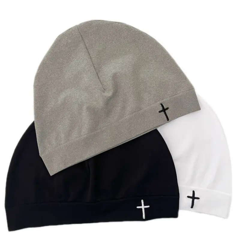 Minimalist Plain Cross Skull Cap - Soft, Stretch, Lightweight Y2K Streetwear Fitted Beanie for Everyday Wear, Birthday Gift