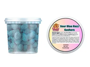 Sour Blue Raspberry gushers- coated in blueberry chamoy and blueberry sour powder Snack Bonbon