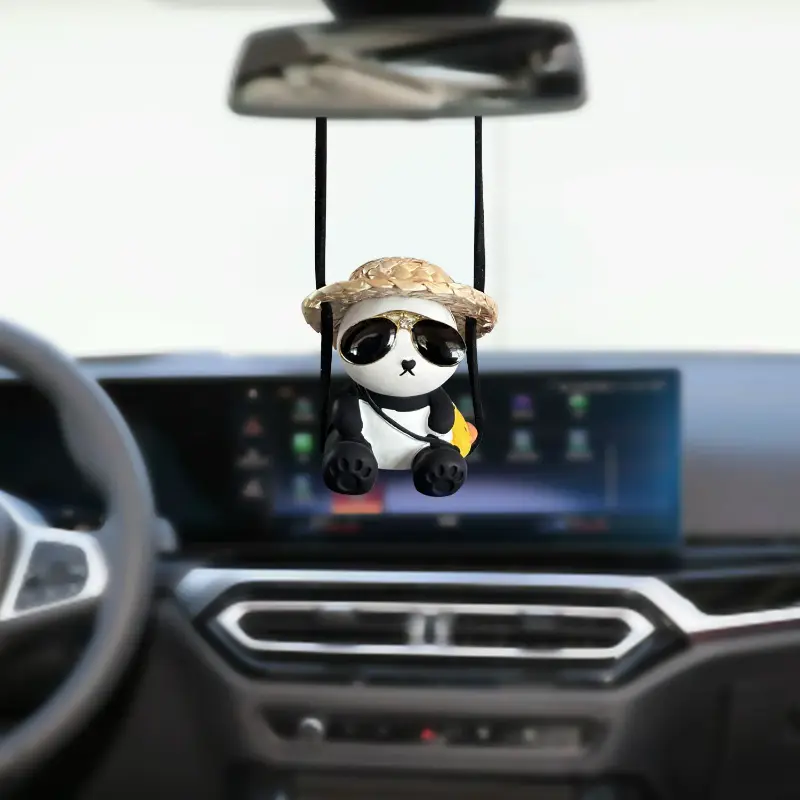 car trinkets Car Pendant Cute Plaster Panda Swing Auto Rearview Mirror Hanging Ornaments Cartoon Decor Auto Accessories Universal Breathable Leather Seat Covers best  car  air  freshener sea turtle anti-slip boat  mat cup holder pad design butterfly decor