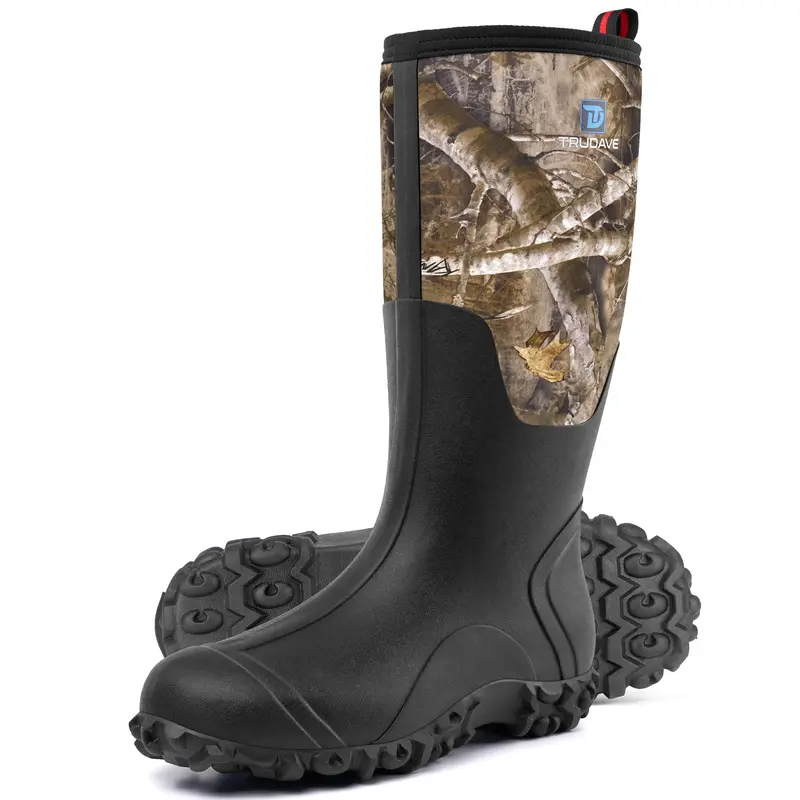 【No steel toe】Trudave Rubber Boots for Men Waterproof Rain Boots with Steel Shank Size 5-14 Anti-Slip Mud Boot Comfortable Industrial Shoe Kanati Work Footwear Outdoorfun Closed Camo Design,back to school,back to school haul
