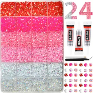 1Box AB Colorful Semi-circular Nail Rhinestone Charms 3mm Pink White Red Gradient Flatback Resin Diamond Bedazzling Kit DIY Bracelet Cup Nail Art Accessories