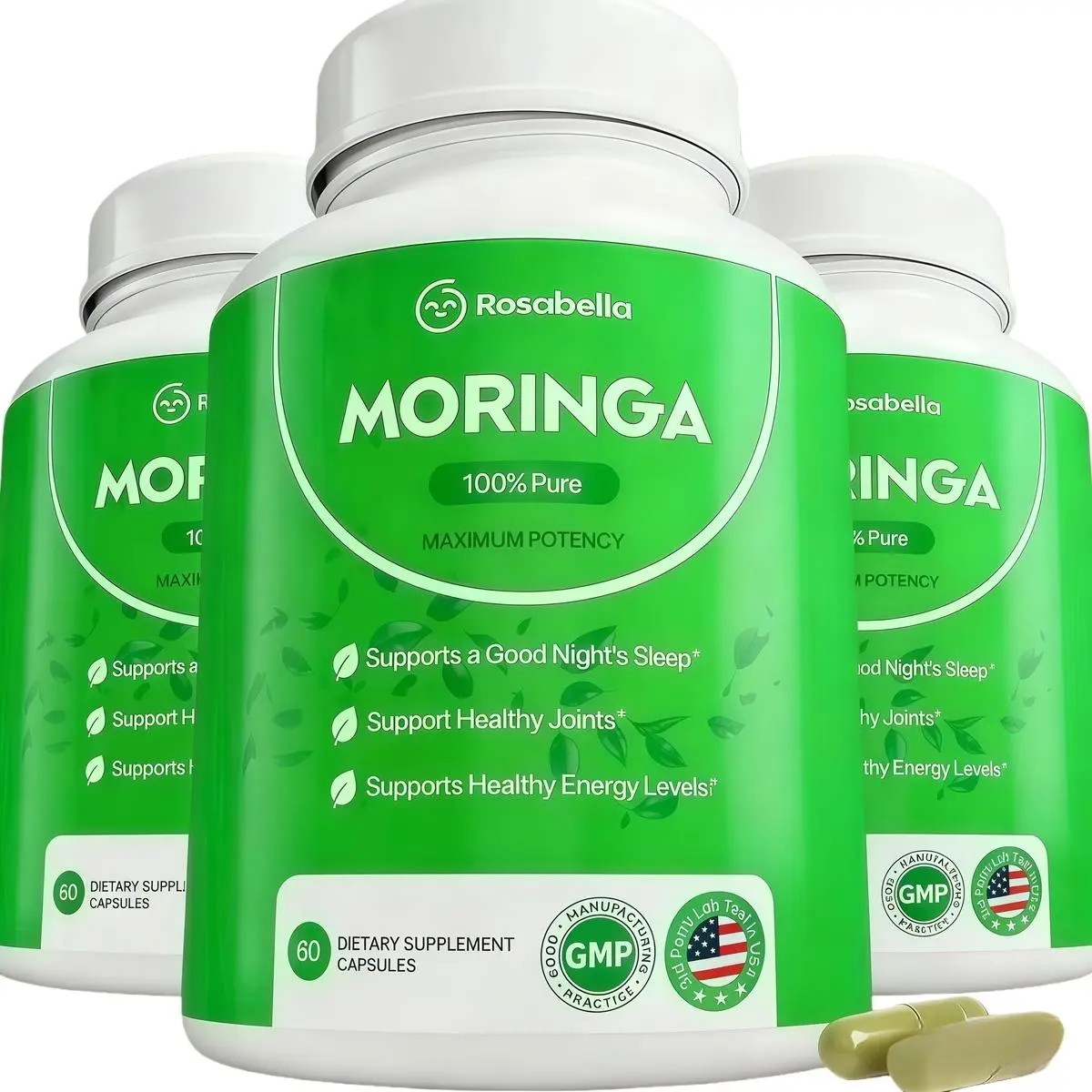 Rosabella Moringa Capsules (800mg) for Immune Support, Gut Health & Vitamins