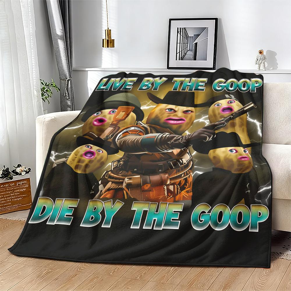 Live By The Goop Die By The Goop Funny Peanut Meme Print Flannel Blanket Cooling Blanket Homegoods Soft Cozy For Bedroom Living Room Sofa Couch For Meme Lovers Teens Adults Perfect Gift Suitable for all four seasons