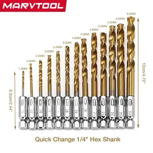 13/Set Titanium Twist Spiral Drill Bit Set, 135° Tip High Speed Steel Bit Kit, 1.5-10mm Woodworking Drill Bit Set, Suitable for Wood Plastic Fiberglass, Drill Bits Set outdoorfun