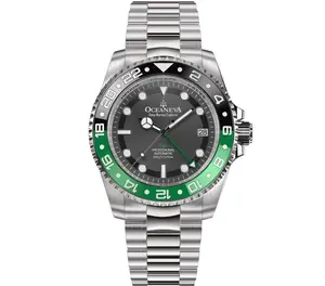 Oceaneva Men's GMT Automatic Deep Marine Explorer 1250M Pro Diver Watch Green with NH34 Movement & 1250m Water Resistance
