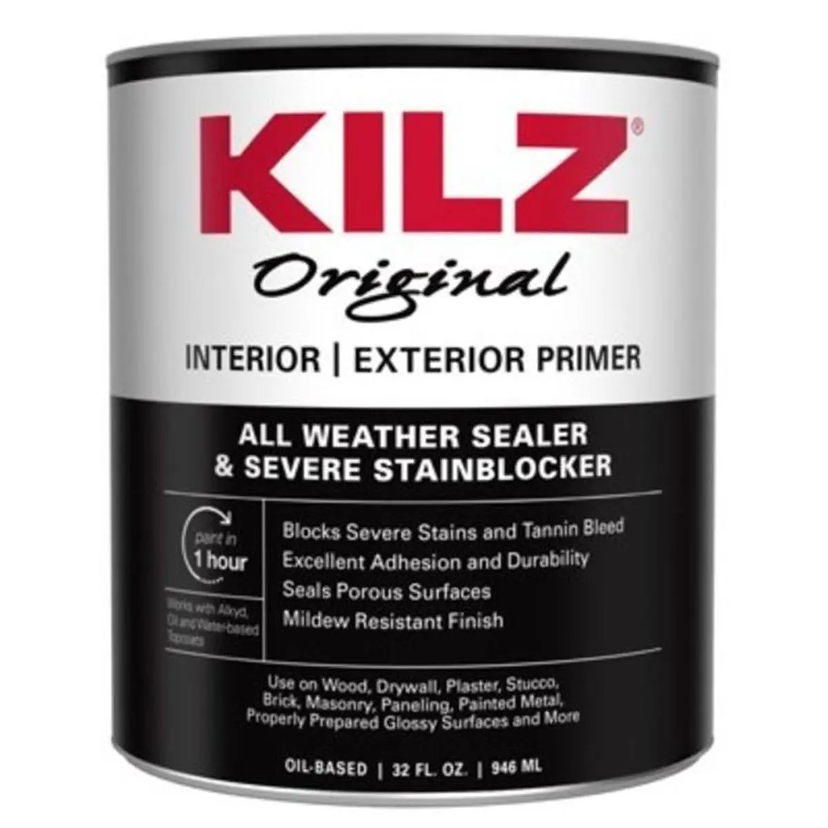 Masterchem Industries 1 Qt Oil Primer - Interior & Exterior Sealer, Stain Blocker, Odor Blocker for Porous Surfaces, Drywall, Plaster (Automotive Car Paint Care)