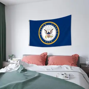1pc US Navy Badge Flag - 2x3ft (60x90cm) / 3x5ft (90x150cm), Single-Sided Printing with 2 Grommets, Durable Polyester for Home, Garden, Party, and Event Decorations