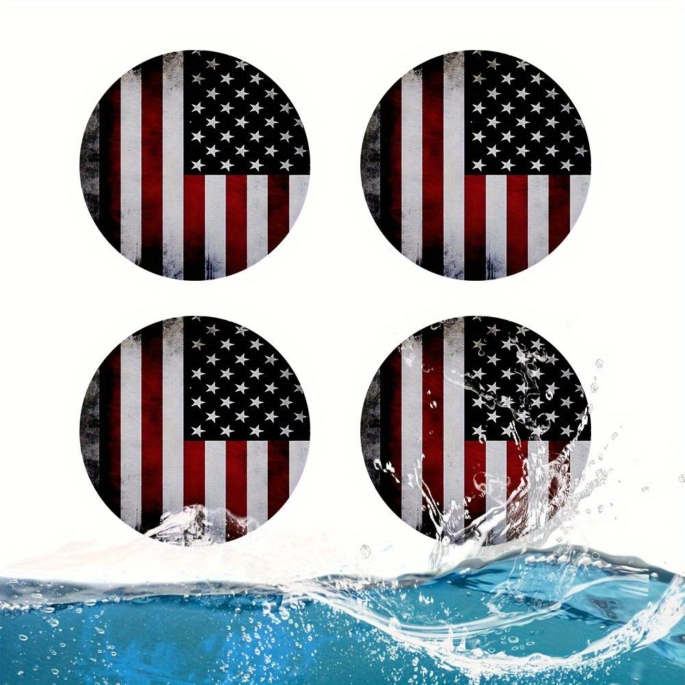 4 American Flag Car Cup Holders, 2.76inch Circular Car Coaster. Car Interior Decoration Water Cup Mat, Unisex Universal Car Cup Mat, Beverage Cup Mat, Car, Household Cup Mat