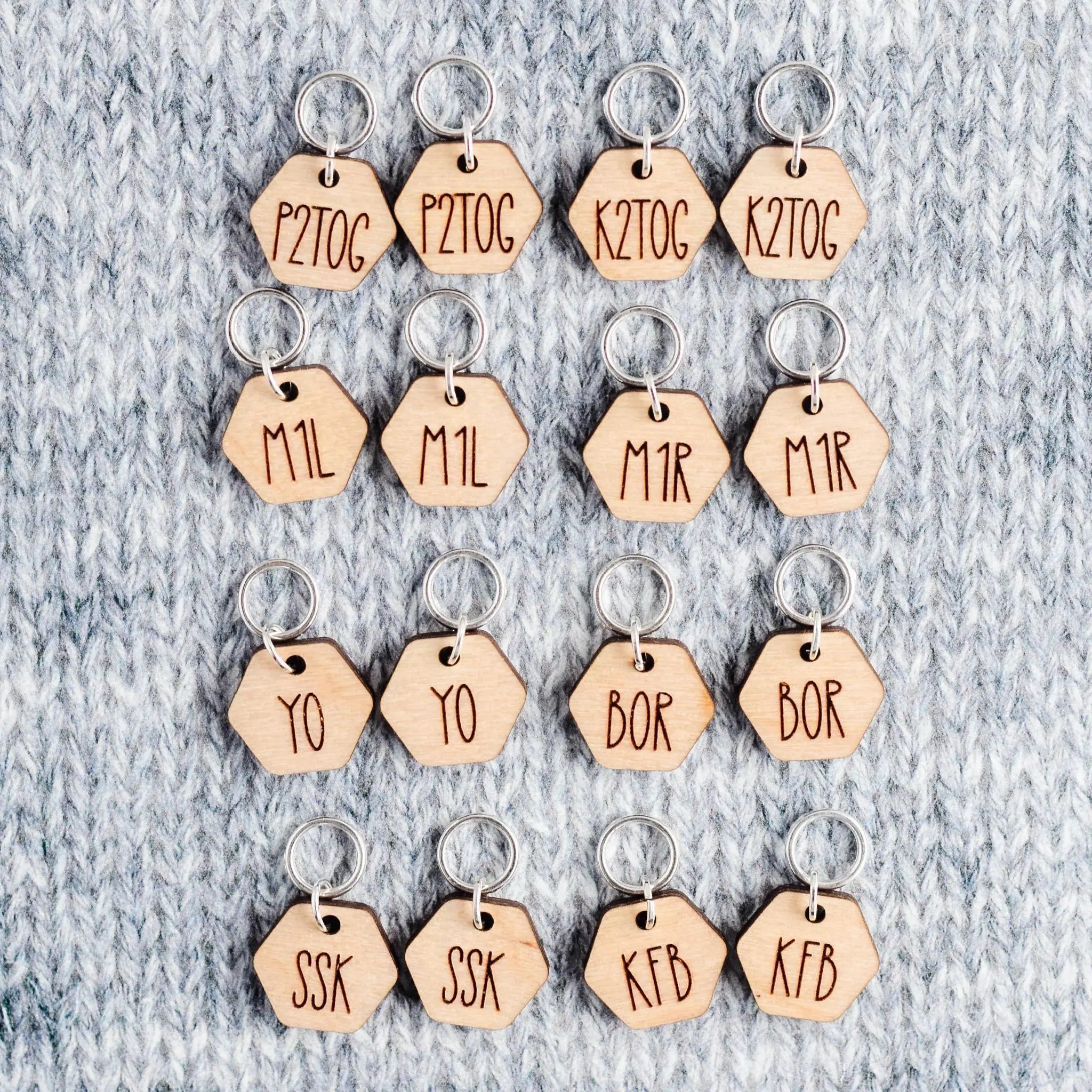 Set of 16 Knitting Abbreviation Stitch Markers