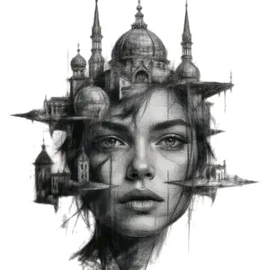 Sky's the Limit - Artistic Design Featuring Urban Elements and Abstract Patterns