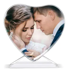 Decorative Heat Transfer Photo Frame Crystal Picture Frame for DIY Custom (Heart,3.94 x 3.94 x 0.71 Inch)