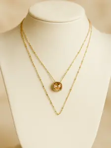 An Evening At The Gala Fashion Gold Layered Necklace with Metal Coating Elegant and Shine Jewelry for Any Occasion Versatile and Chic Look Double Layer 16 Inches Long with Extender